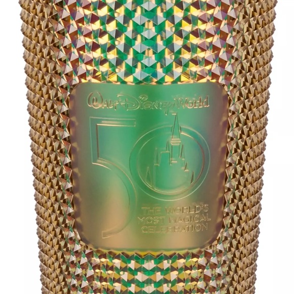 Walt Disney World 50th Anniversary Geometric Starbucks Tumbler with Straw – Gold - Picture 6 of 11